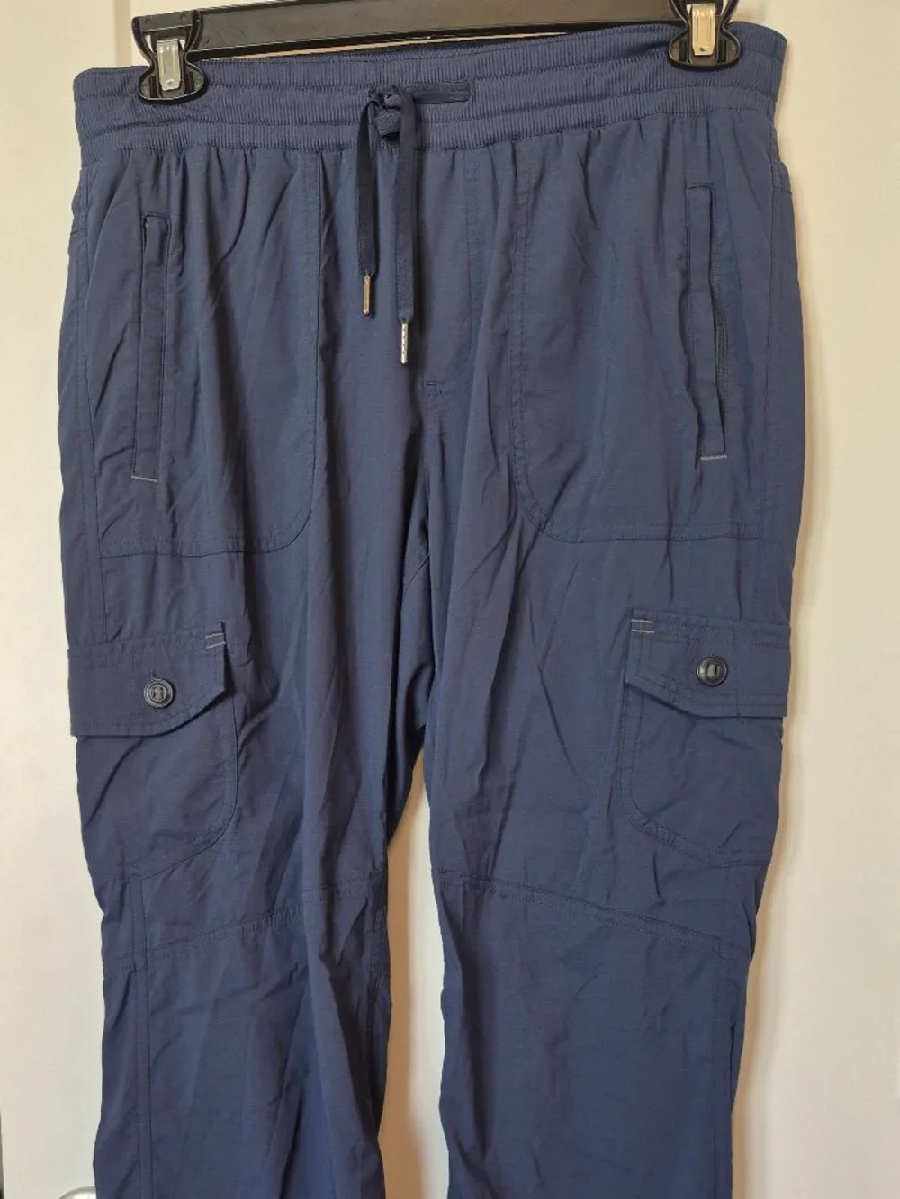 L.L.Bean Navy Cargo Utility Pants – Drawstring Lightweight Travel Pants (Size M)